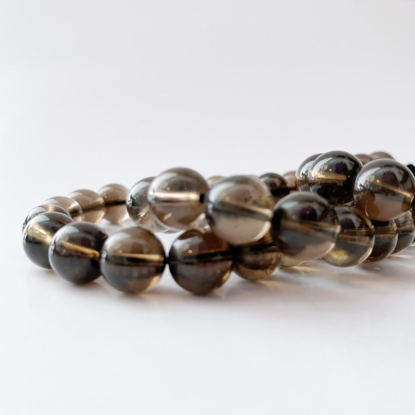 10mm Adjustable Smoky Quartz Beaded Bracelet