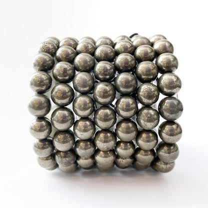 10mm Pyrite Beaded Bracelet