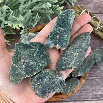 Raw Green Moss Agate Stones