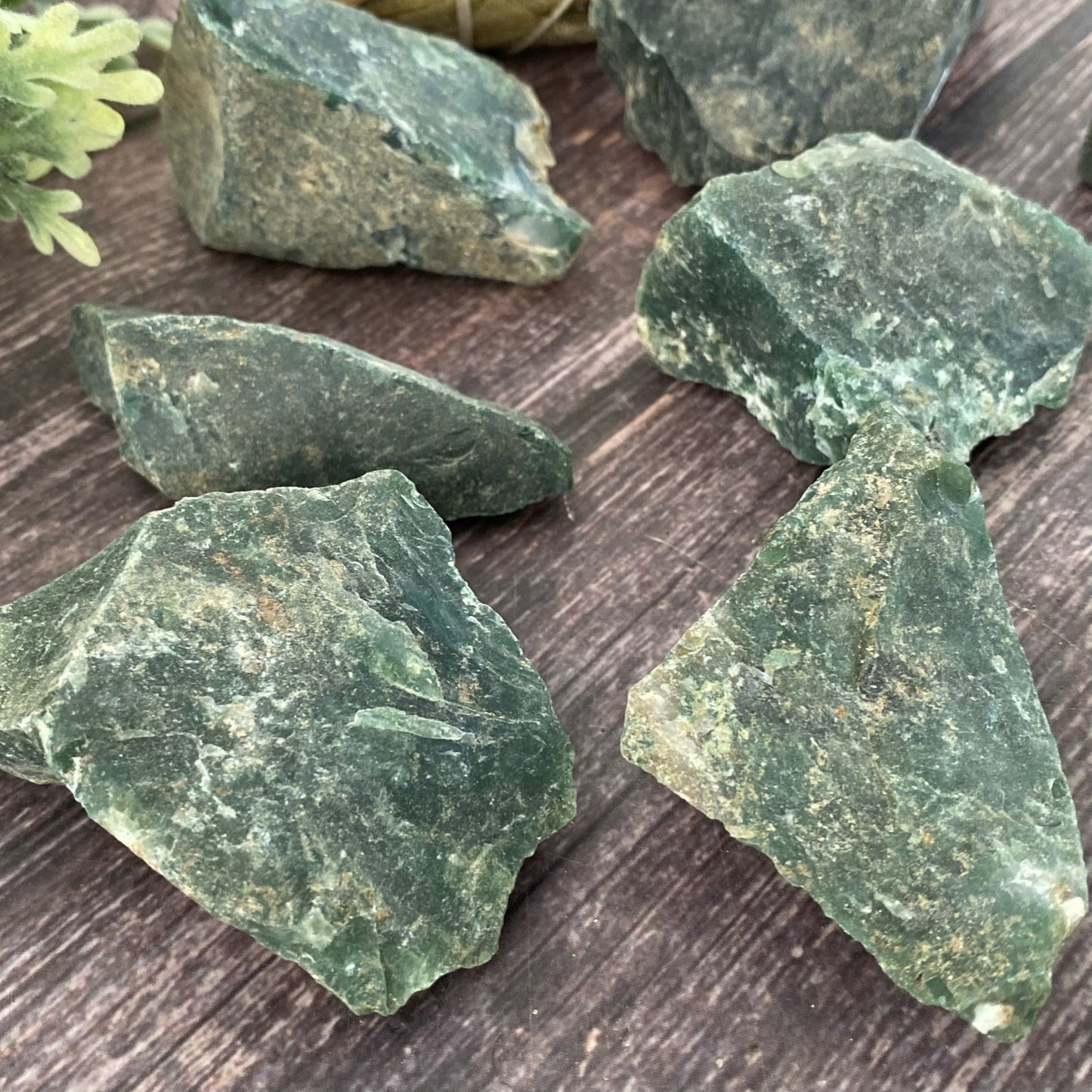 Raw Green Moss Agate Stones