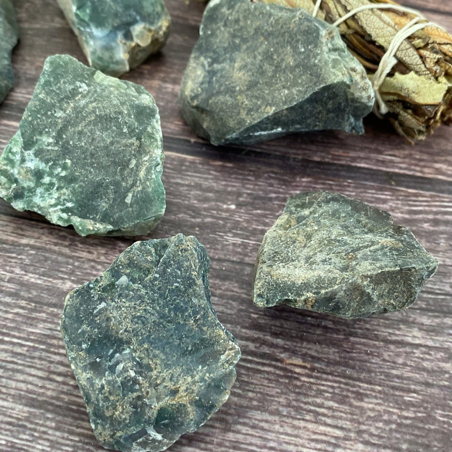 Raw Green Moss Agate Stones