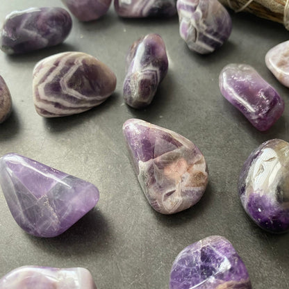 Chevron Amethyst Tumbled Stones