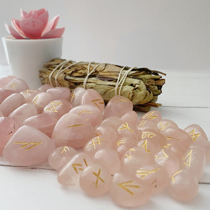 Rose Quartz Elder Futhark Runes