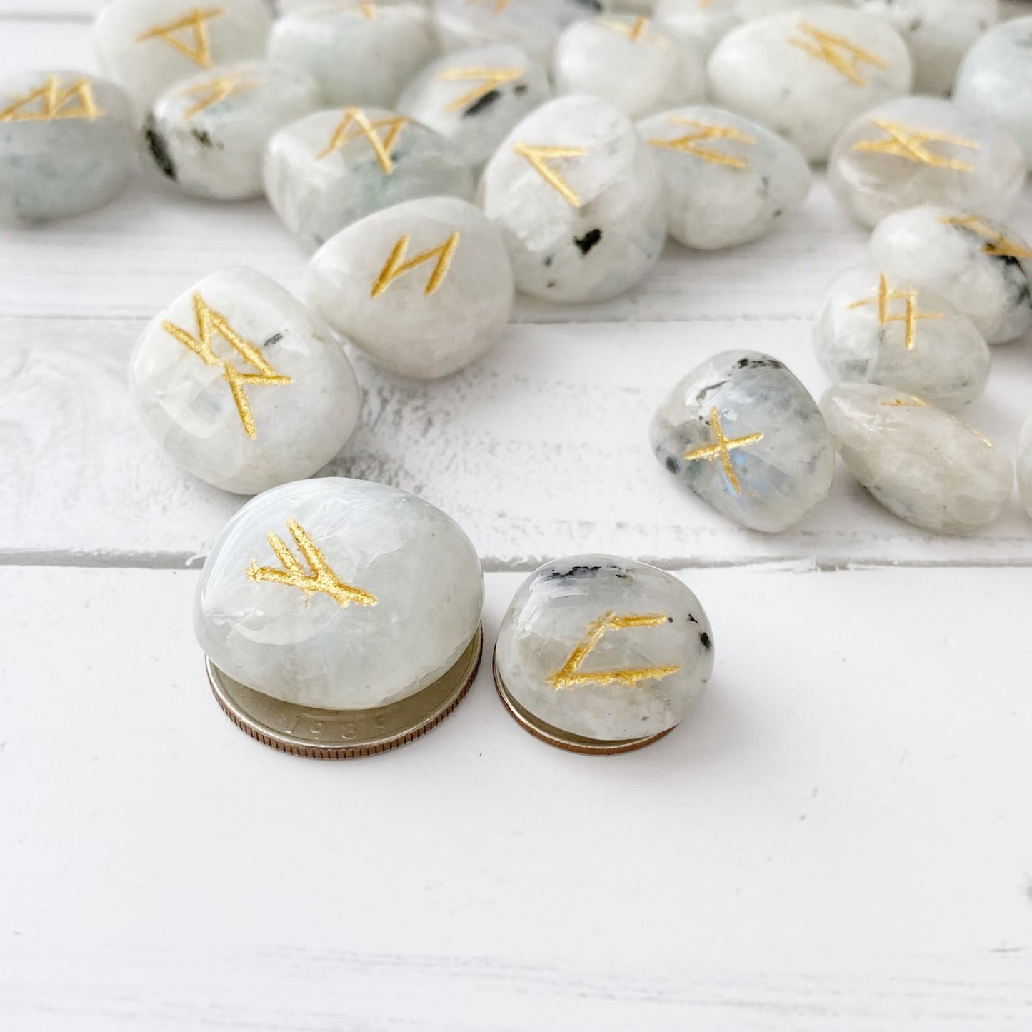 Rainbow Moonstone Elder Futhark Runes