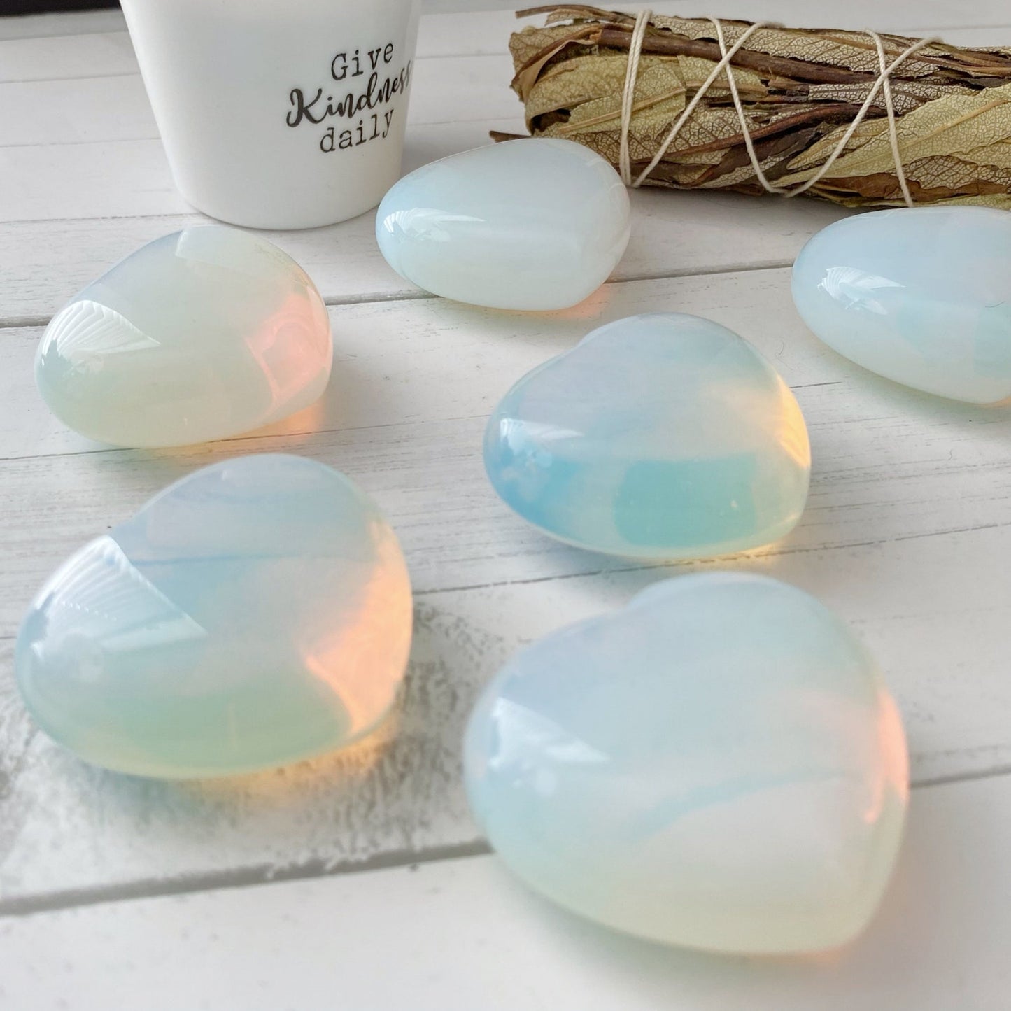 2" Opalite Heart Palm Stone