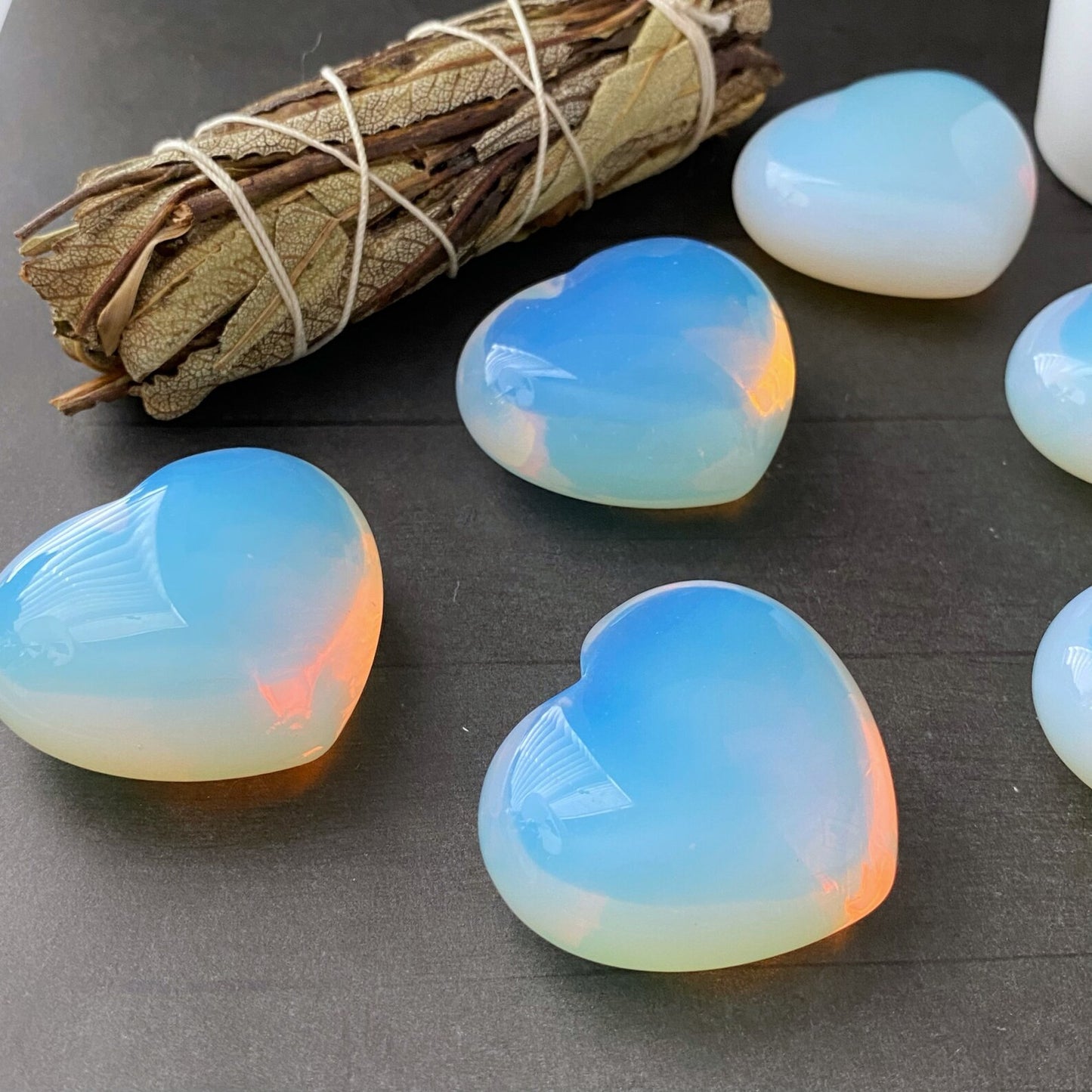 2" Opalite Heart Palm Stone