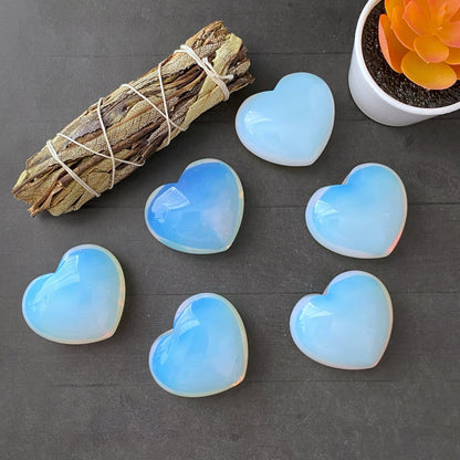 2" Opalite Heart Palm Stone