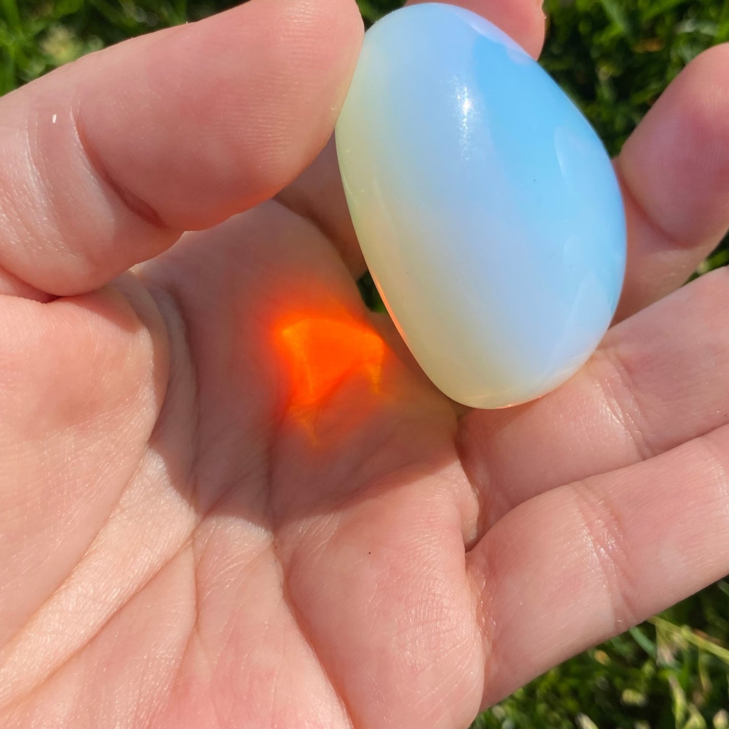 2" Opalite Heart Palm Stone