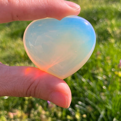 2" Opalite Heart Palm Stone