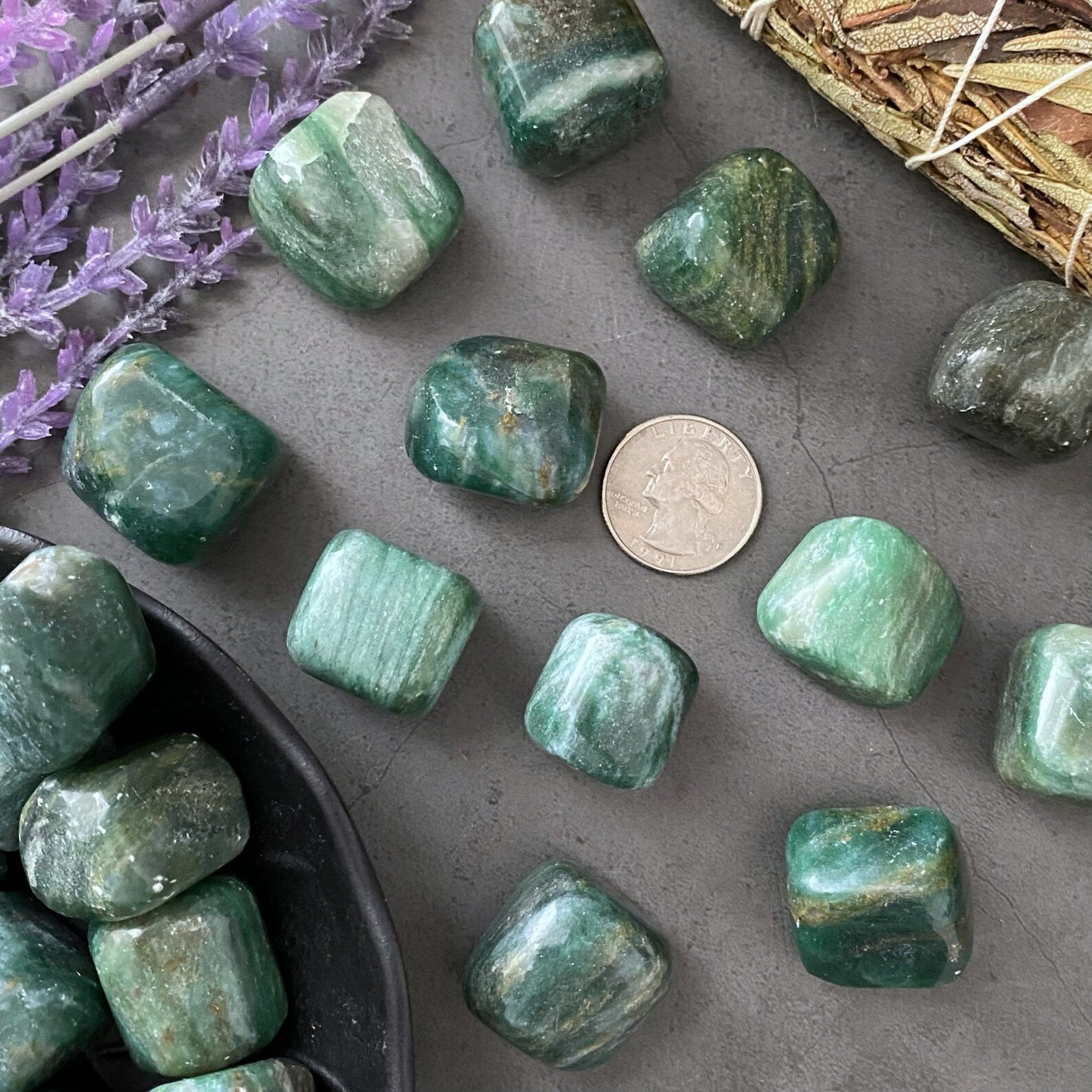 Emerald in Matrix Tumbled Stones