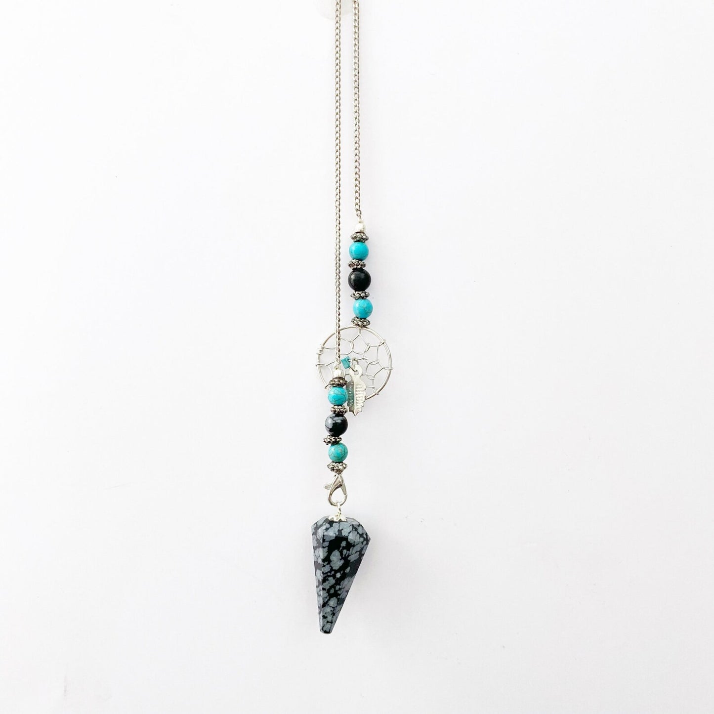 Snowflake Obsidian Hexagonal Pendulum