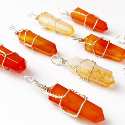 1.5" Double Terminated Carnelian Point Pendant