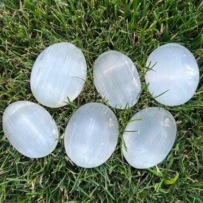 2.5" Selenite Palm Stone