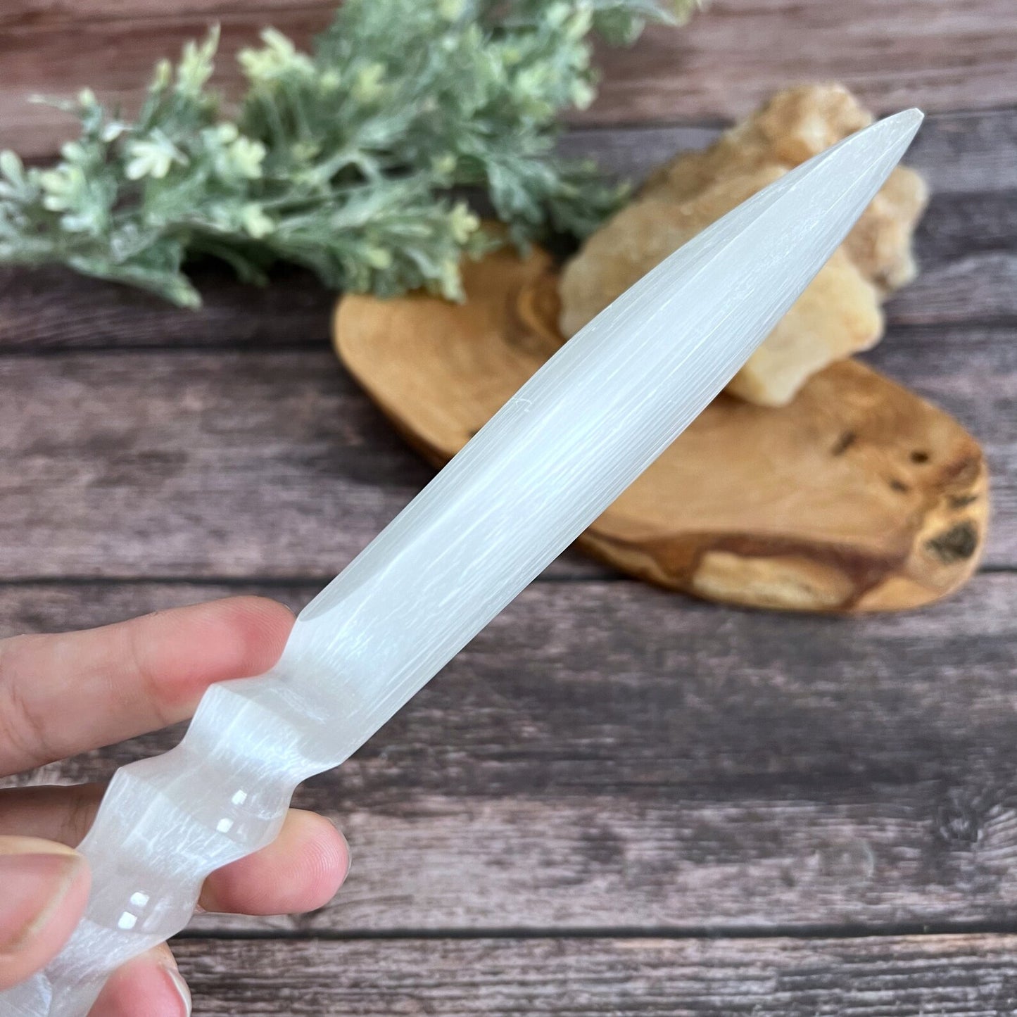 9.5" Selenite Pentacle Athame