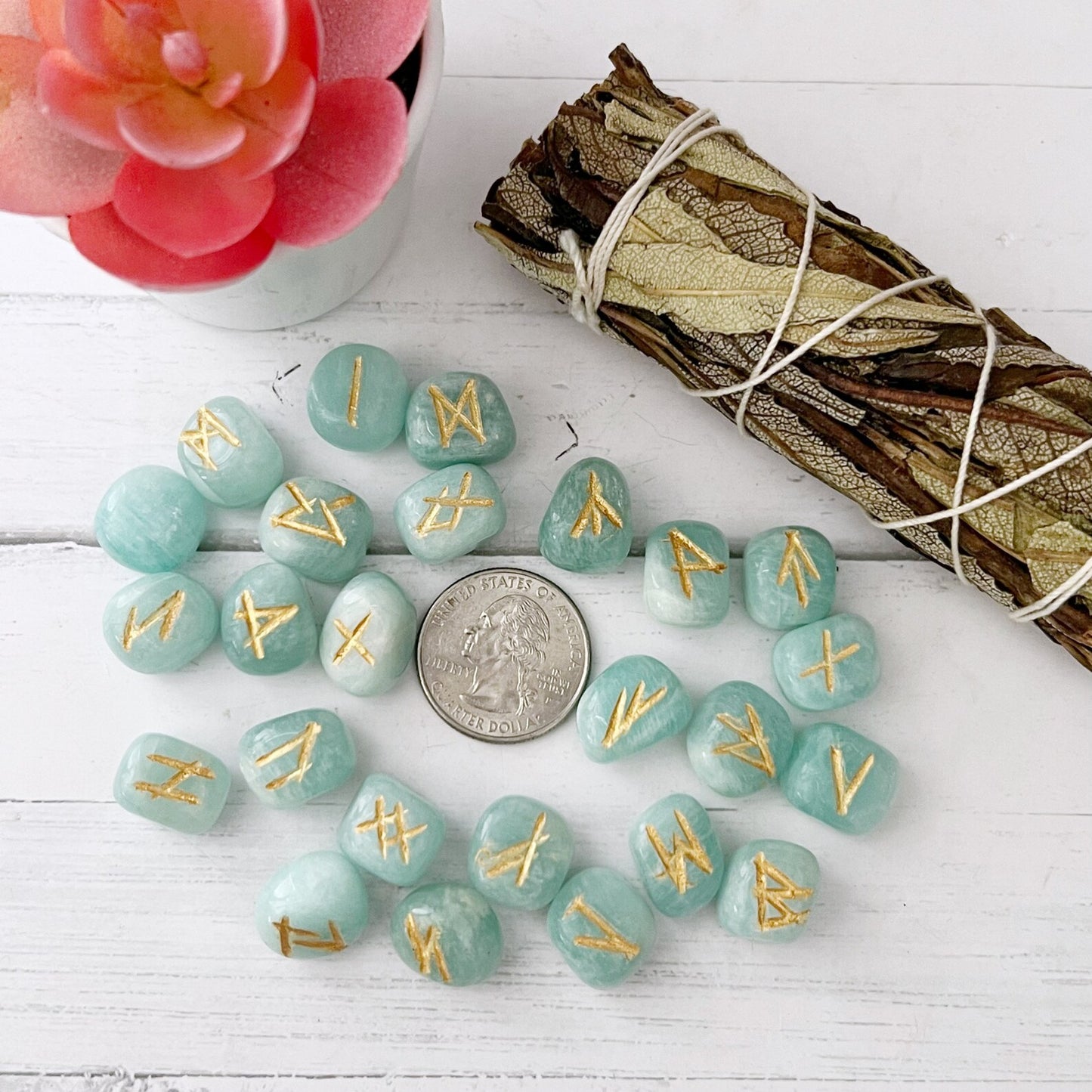 Amazonite Elder Futhark Runes