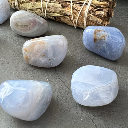 Blue Chalcedony Tumbled Stones