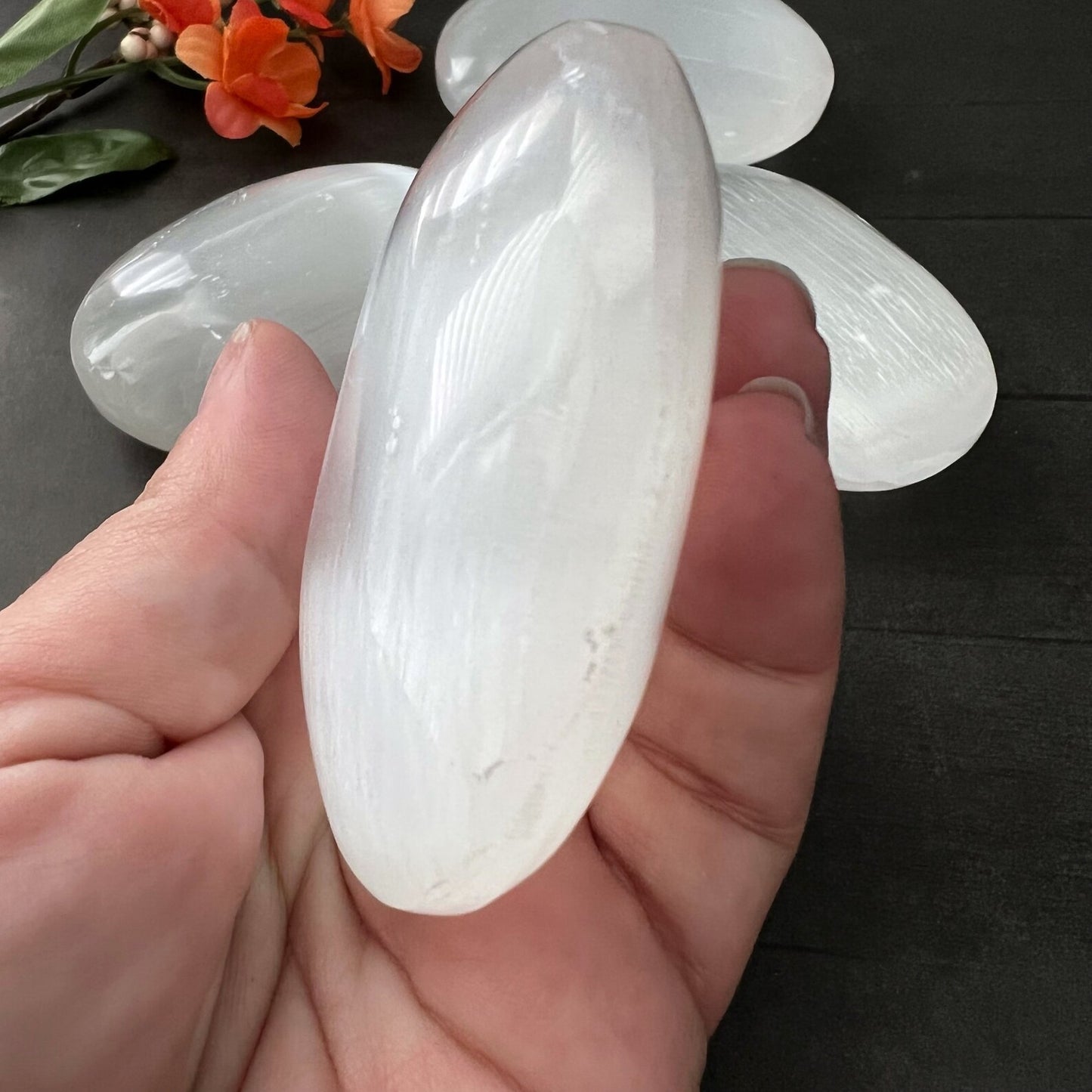 2.5" Selenite Palm Stone