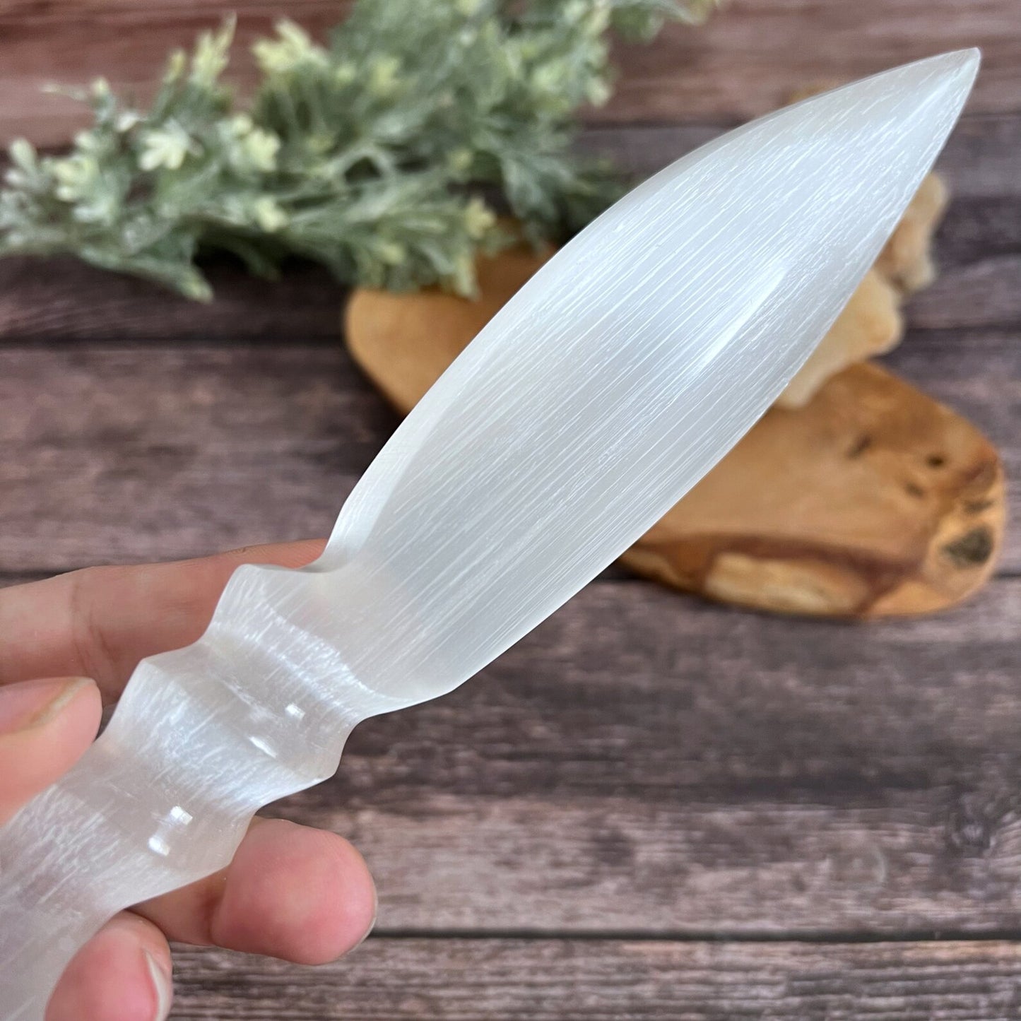 9.5" Selenite Pentacle Athame