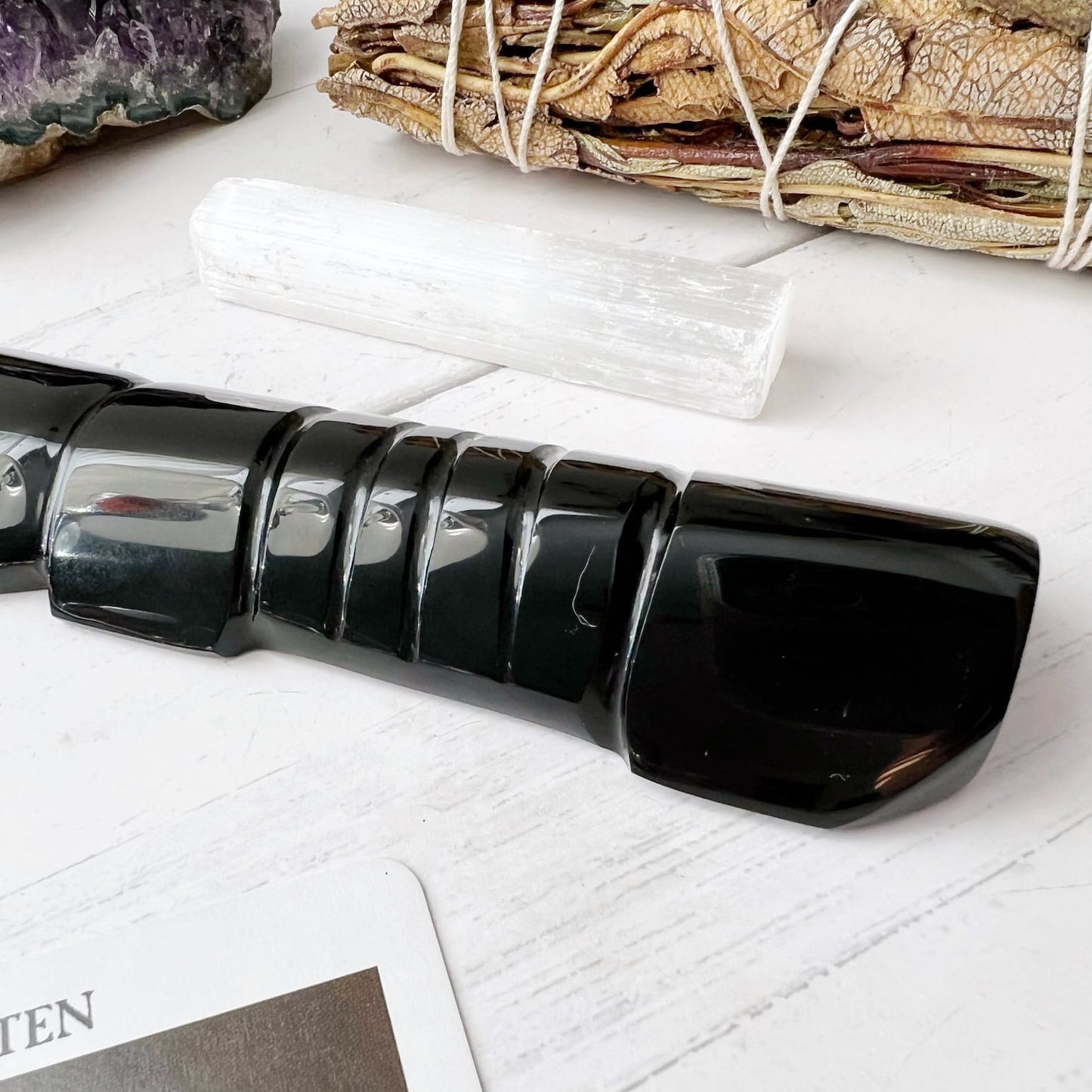 7"-8" Black Obsidian Athame