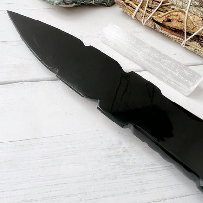 7"-8" Black Obsidian Athame