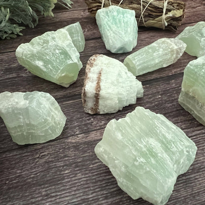 Raw Pistachio Green Calcite Stones