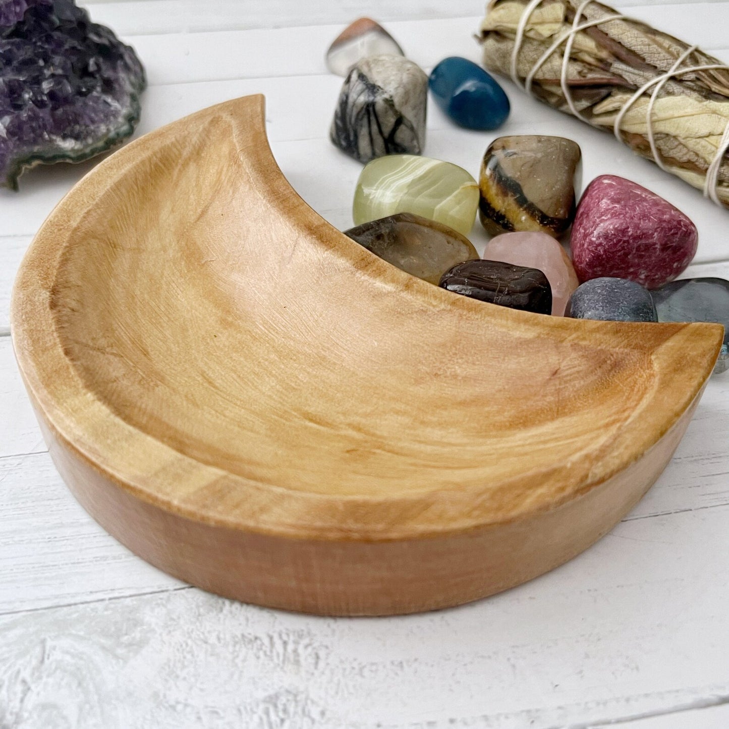 5" Crescent Moon Teak Wood Bowl