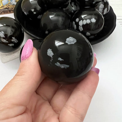 40mm Snowflake Obsidian Crystal Ball