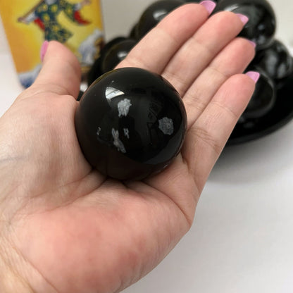 40mm Snowflake Obsidian Crystal Ball