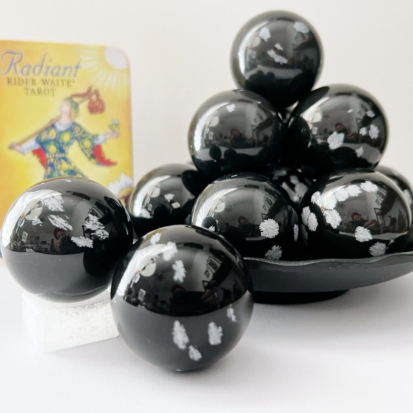 40mm Snowflake Obsidian Crystal Ball