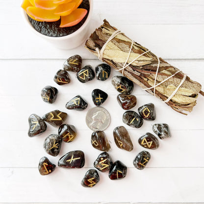 Smoky Quartz Elder Futhark Runes