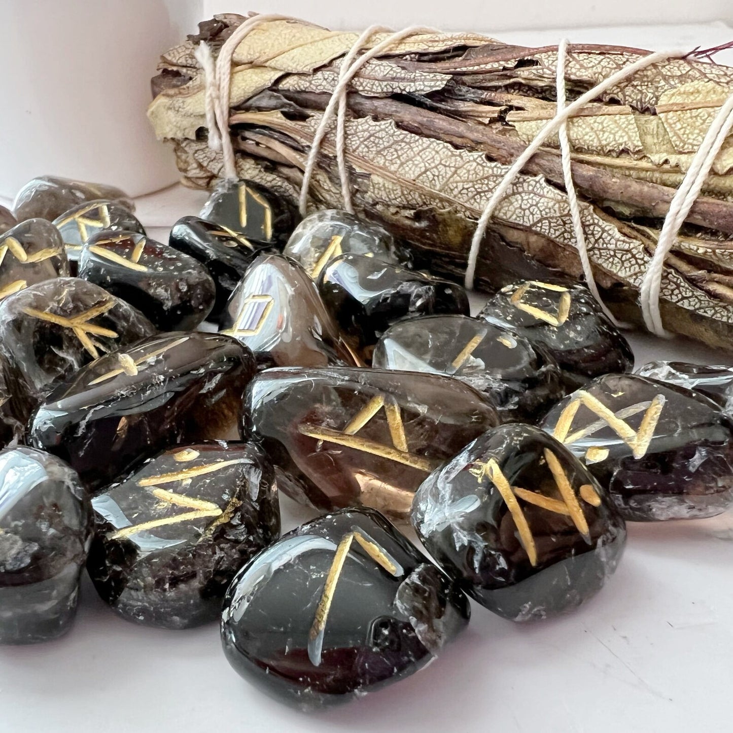 Smoky Quartz Elder Futhark Runes