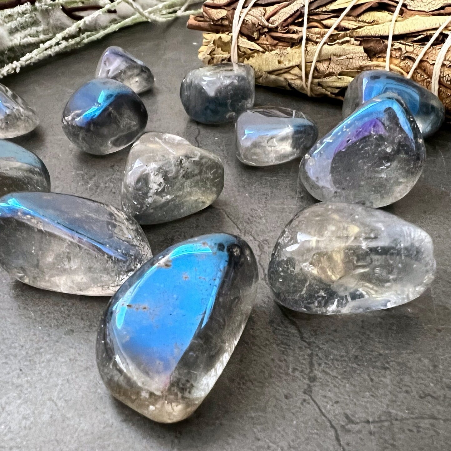 Indigo Aura Quartz Tumbled Stones