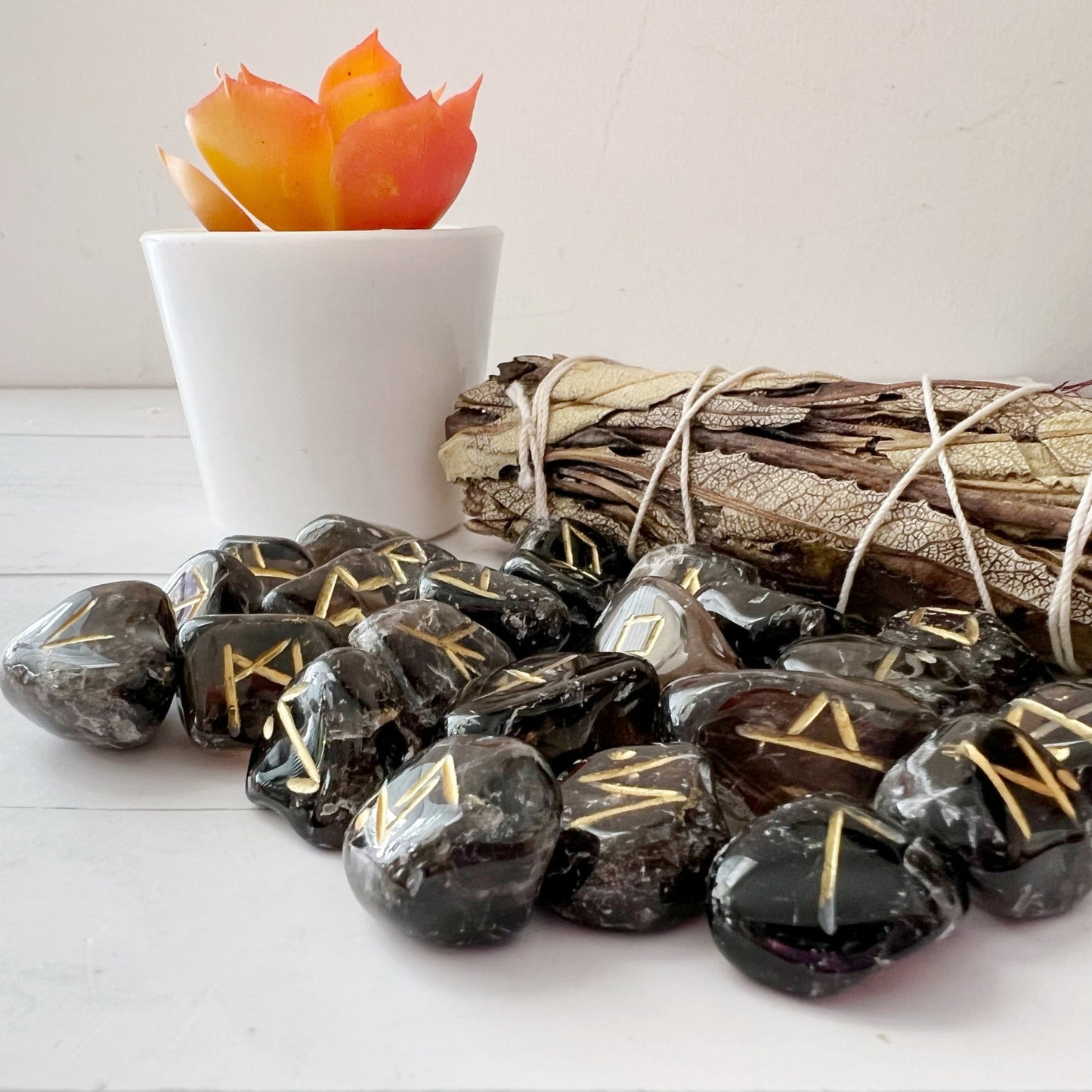 Smoky Quartz Elder Futhark Runes