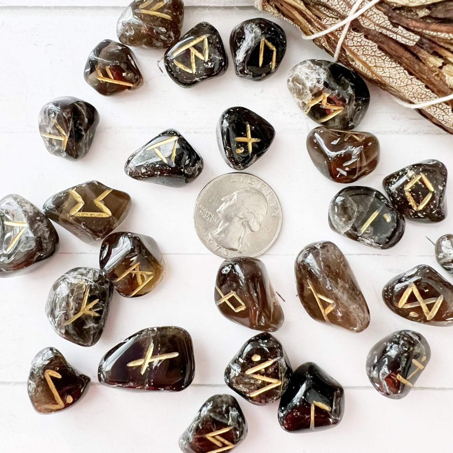 Smoky Quartz Elder Futhark Runes