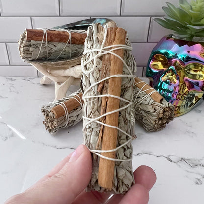 4" Organic Cinnamon & White Sage Smudge Stick