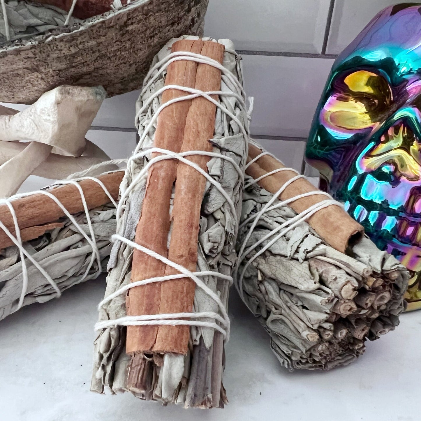 4" Organic Cinnamon & White Sage Smudge Stick