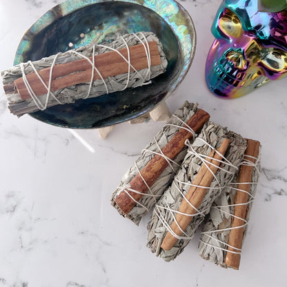 4" Organic Cinnamon & White Sage Smudge Stick