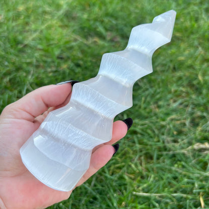 5-6" Selenite Crystal Twist Tower Skyscraper