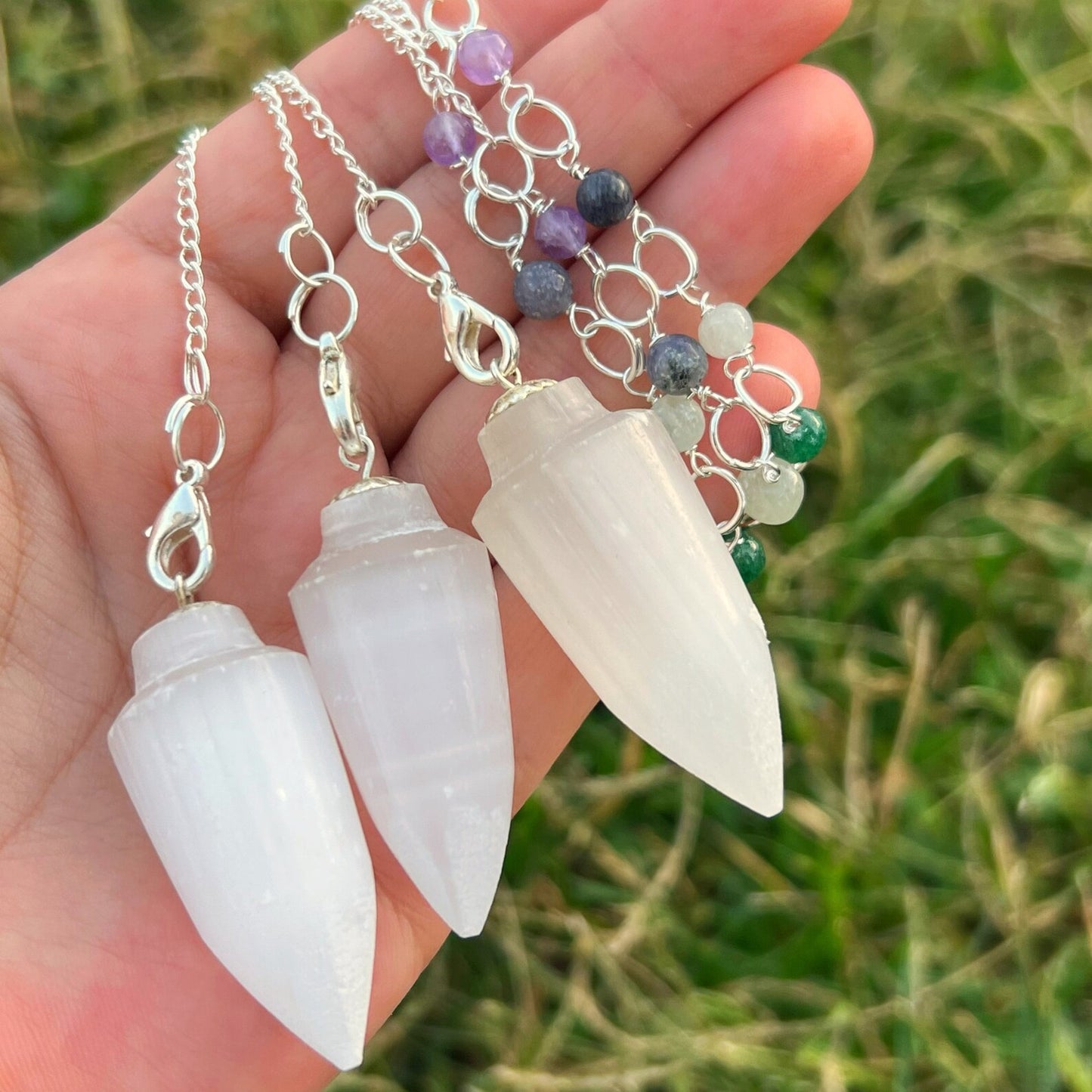 Selenite Teardrop Chakra Pendulum