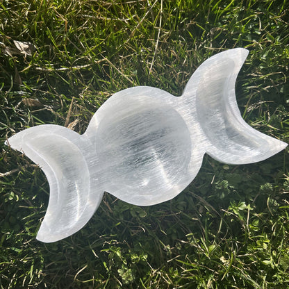 8" Selenite Triple Moon Bowl