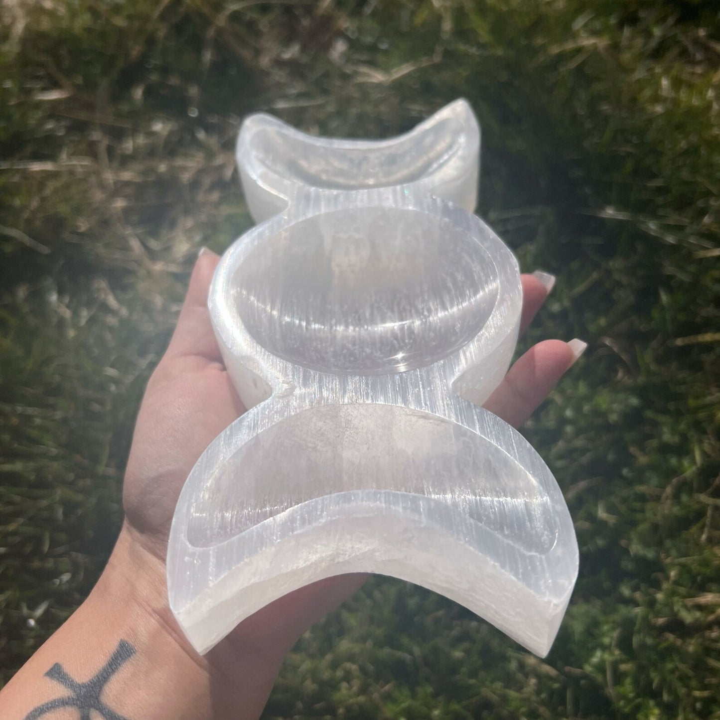 8" Selenite Triple Moon Bowl