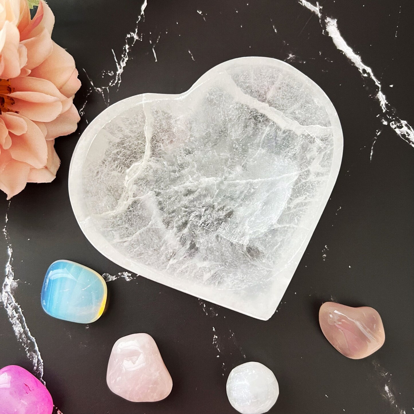 4" Selenite Heart Bowl