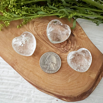 1" Mini Clear Quartz Heart