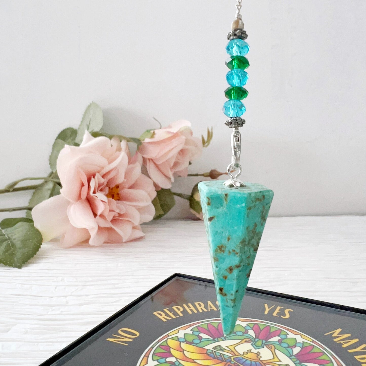 Chrysocolla Hexagonal Pendulum with Tree of Life Charm