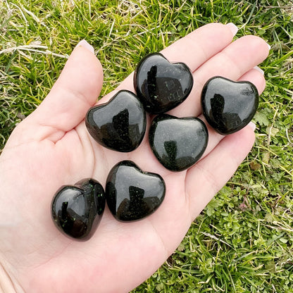 1" Mini Green Goldstone Heart