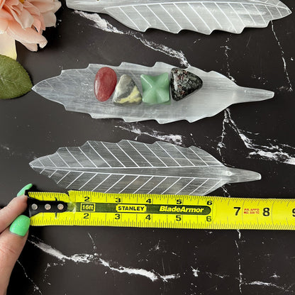 Selenite Feather Incense Holder & Charging Plate