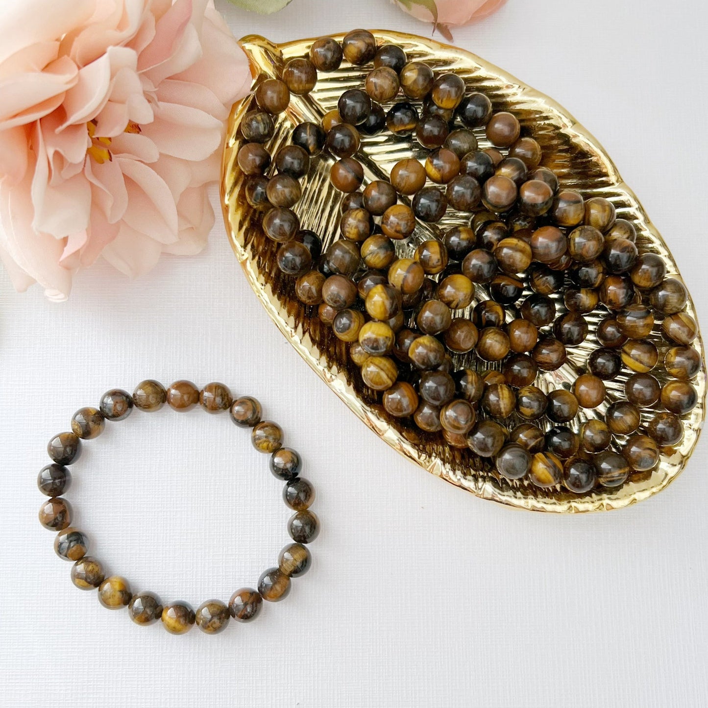 8mm Tiger Eye Beaded Bracelet