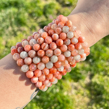 8mm Sunstone Beaded Bracelet