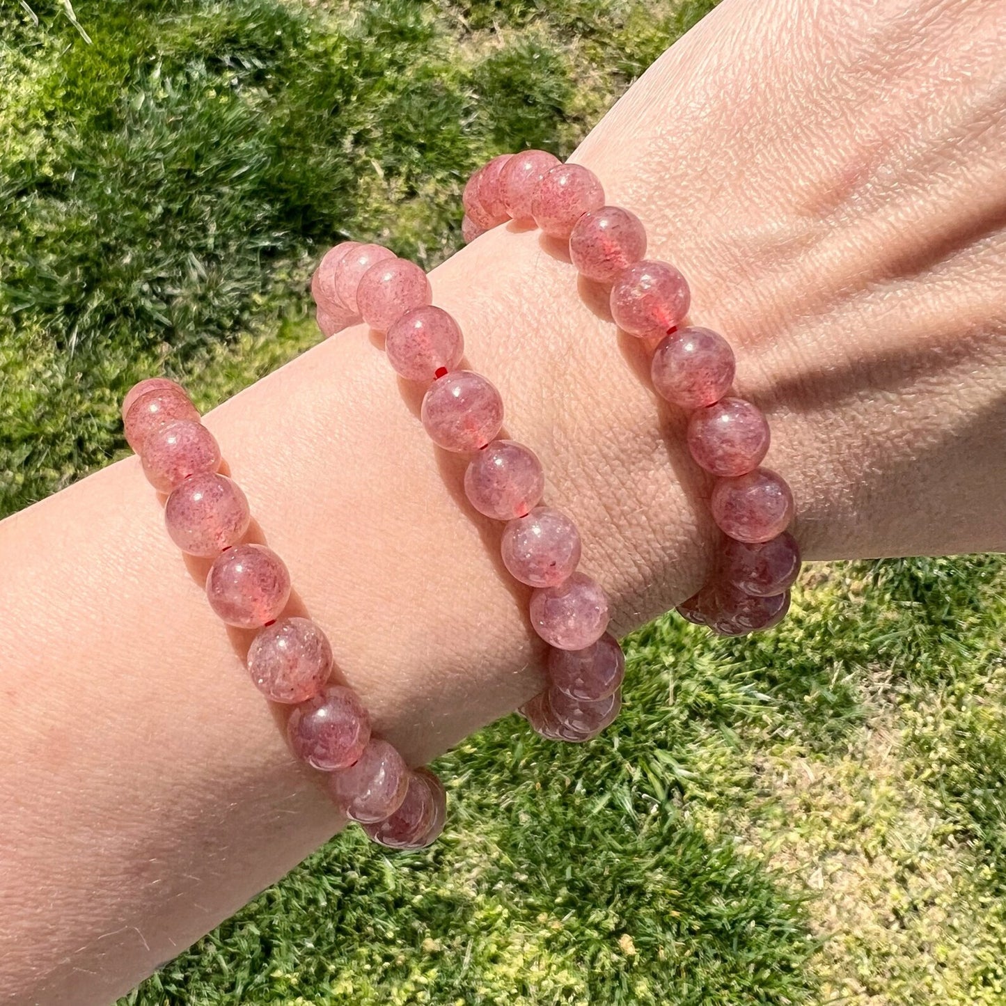 8mm Strawberry Quartz Beaded Bracelet