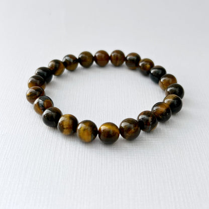 8mm Tiger Eye Beaded Bracelet